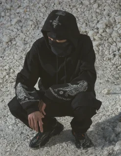 Men Maharishi 4280 Duelling Tigers Embroidered Hooded Sweat