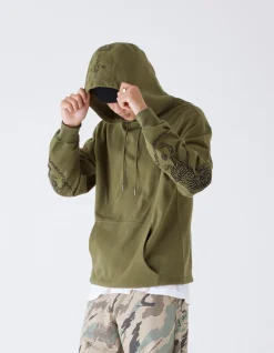 Men Maharishi 4280 Duelling Tigers Embroidered Hooded Sweat