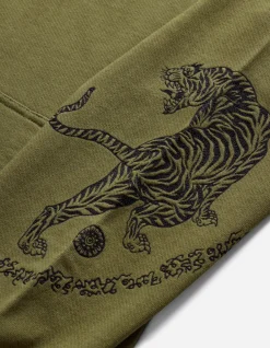 Men Maharishi 4280 Duelling Tigers Embroidered Hooded Sweat