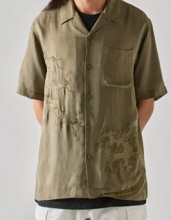 Men Maharishi 4508 Flying Cranes Embroidered Shirt