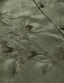 Men Maharishi 4508 Flying Cranes Embroidered Shirt