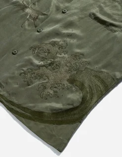 Men Maharishi 4508 Flying Cranes Embroidered Shirt