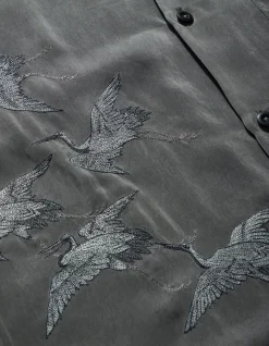 Men Maharishi 4508 Flying Cranes Embroidered Shirt