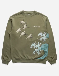 Men Maharishi 4505 Flying Peace Cranes Crew Sweat