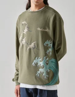 Men Maharishi 4505 Flying Peace Cranes Crew Sweat