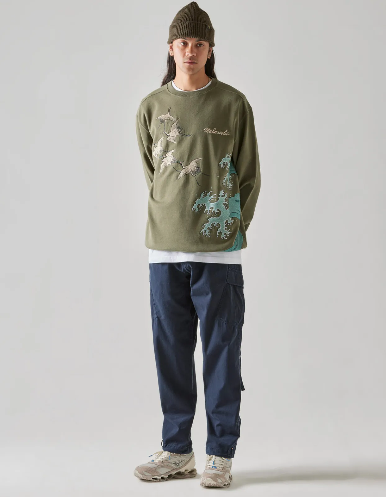Men Maharishi 4505 Flying Peace Cranes Crew Sweat