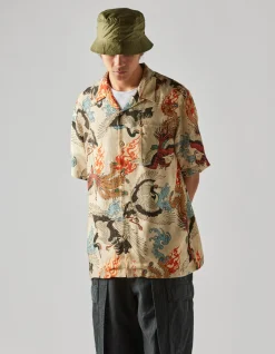 Men Maharishi 4509 Peace Cranes Camp-Collar Shirt
