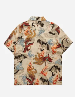 Men Maharishi 4509 Peace Cranes Camp-Collar Shirt