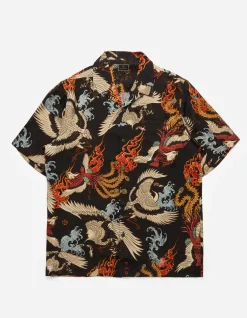 Men Maharishi 4509 Peace Cranes Camp-Collar Shirt