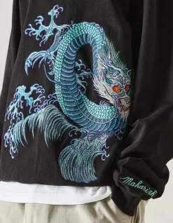 Men Maharishi 4242 Samurai Vs. Dragon Embroidered Crew Sweat