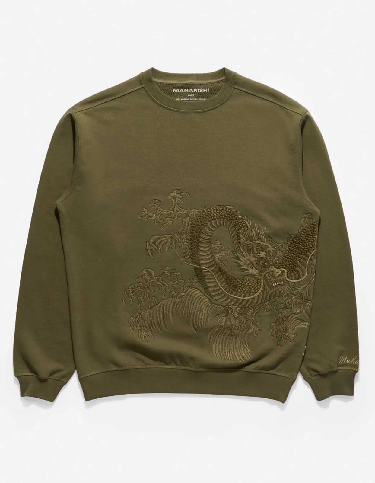 Men Maharishi 4242 Samurai Vs. Dragon Embroidered Crew Sweat