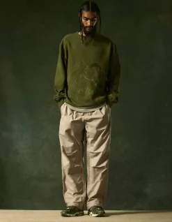 Men Maharishi 4242 Samurai Vs. Dragon Embroidered Crew Sweat
