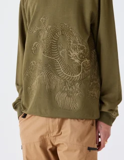 Men Maharishi 4242 Samurai Vs. Dragon Embroidered Crew Sweat