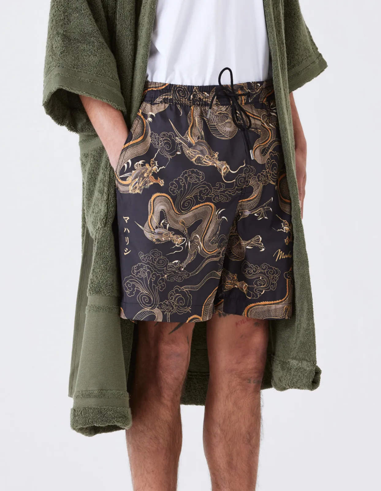 Men Maharishi 1023 Thai Cloud Dragon Swim Shorts