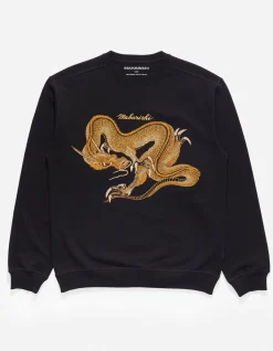 Men Maharishi 4216 Thai Dragon Embroidered Crew Sweat