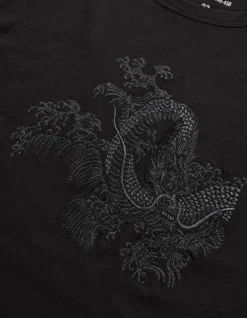 Men Maharishi 4243 Water Dragon Embroidered T-Shirt