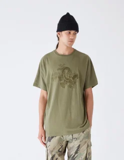 Men Maharishi 4243 Water Dragon Embroidered T-Shirt