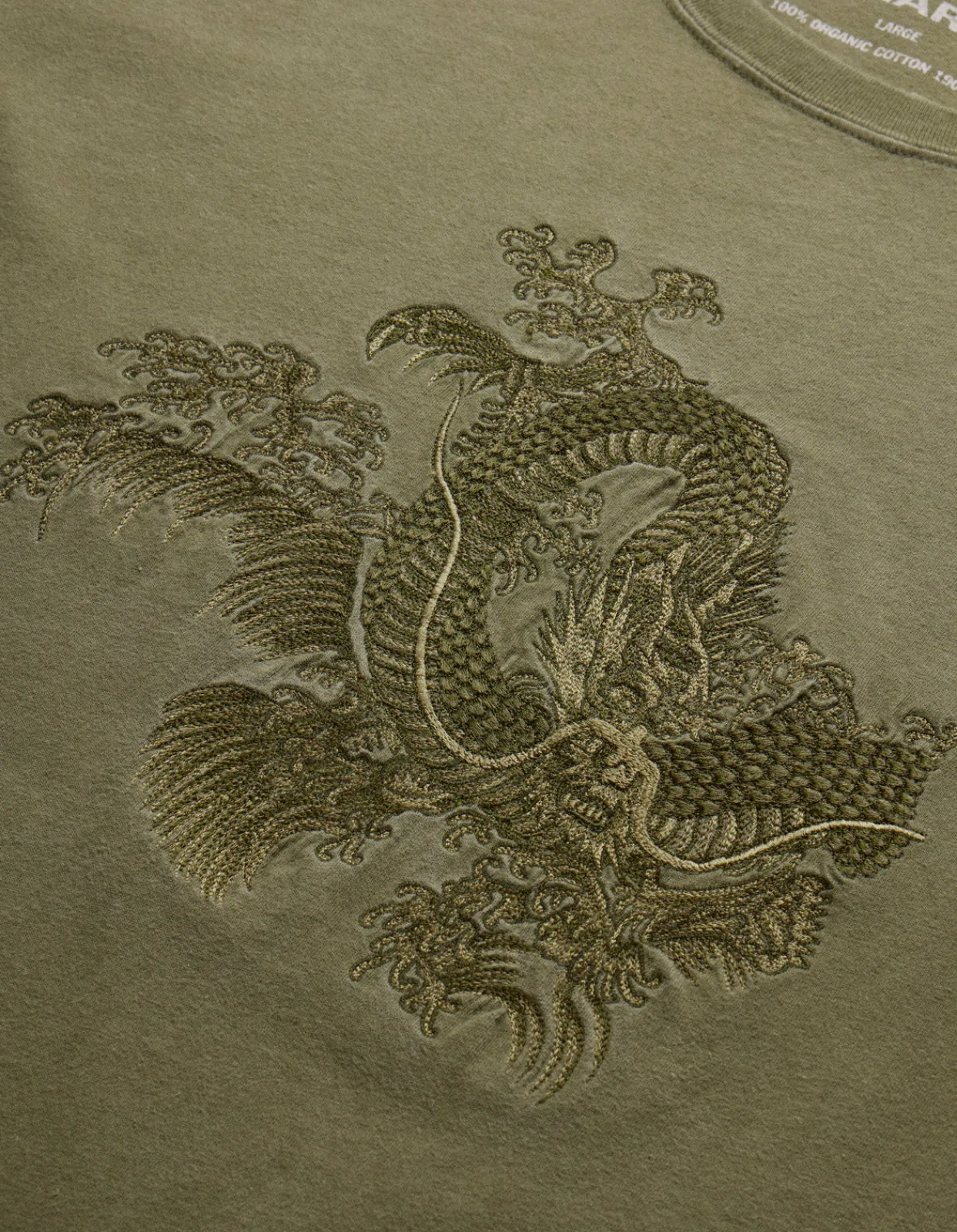 Men Maharishi 4243 Water Dragon Embroidered T-Shirt