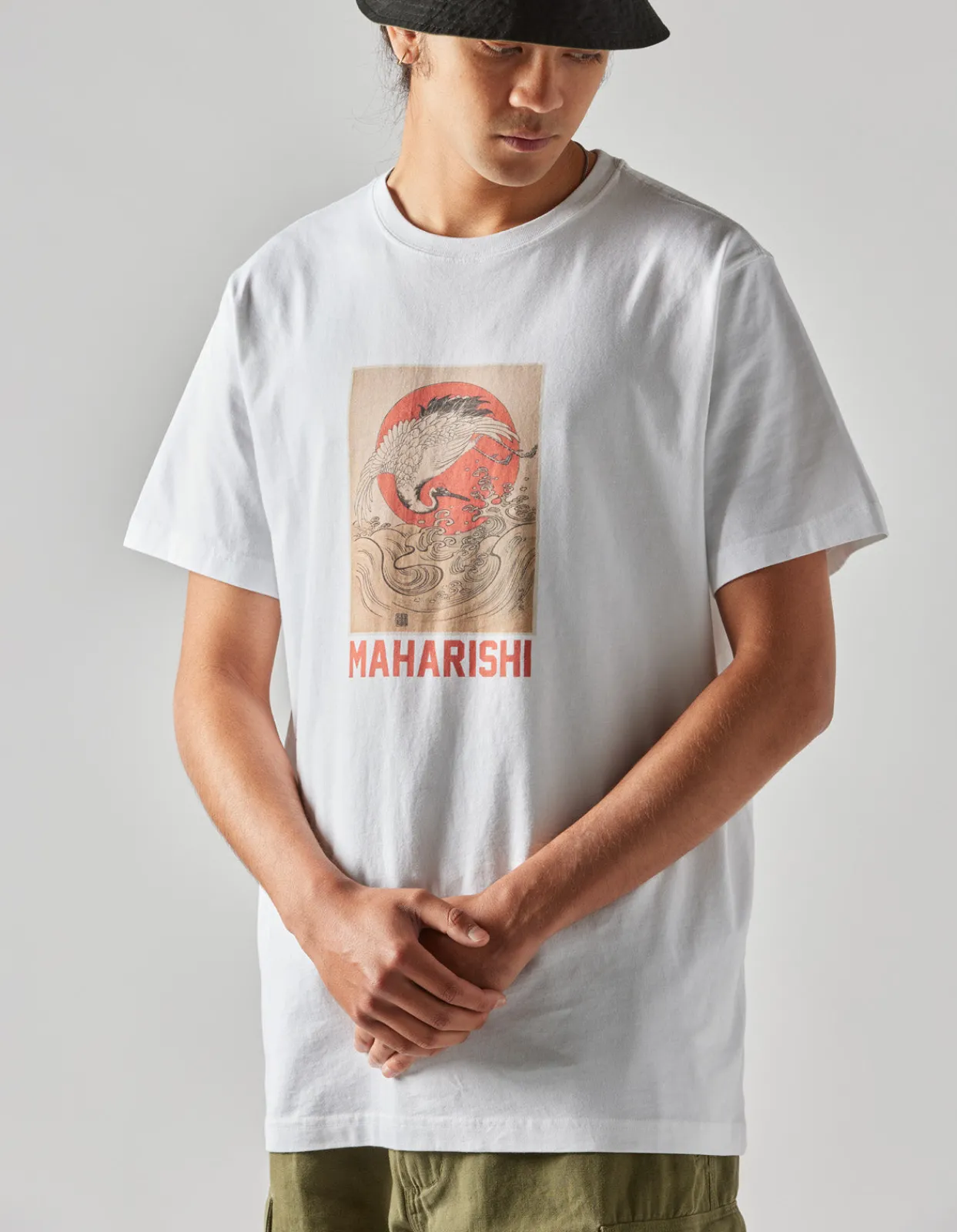 Men Maharishi 1072 Water Peace Crane T-Shirt
